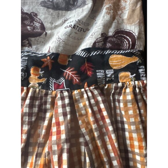 Thanksgiving-Themed Handmade Girls Dress Turkey Print & Plaid Short Sleeves 12 - Picture 3 of 4